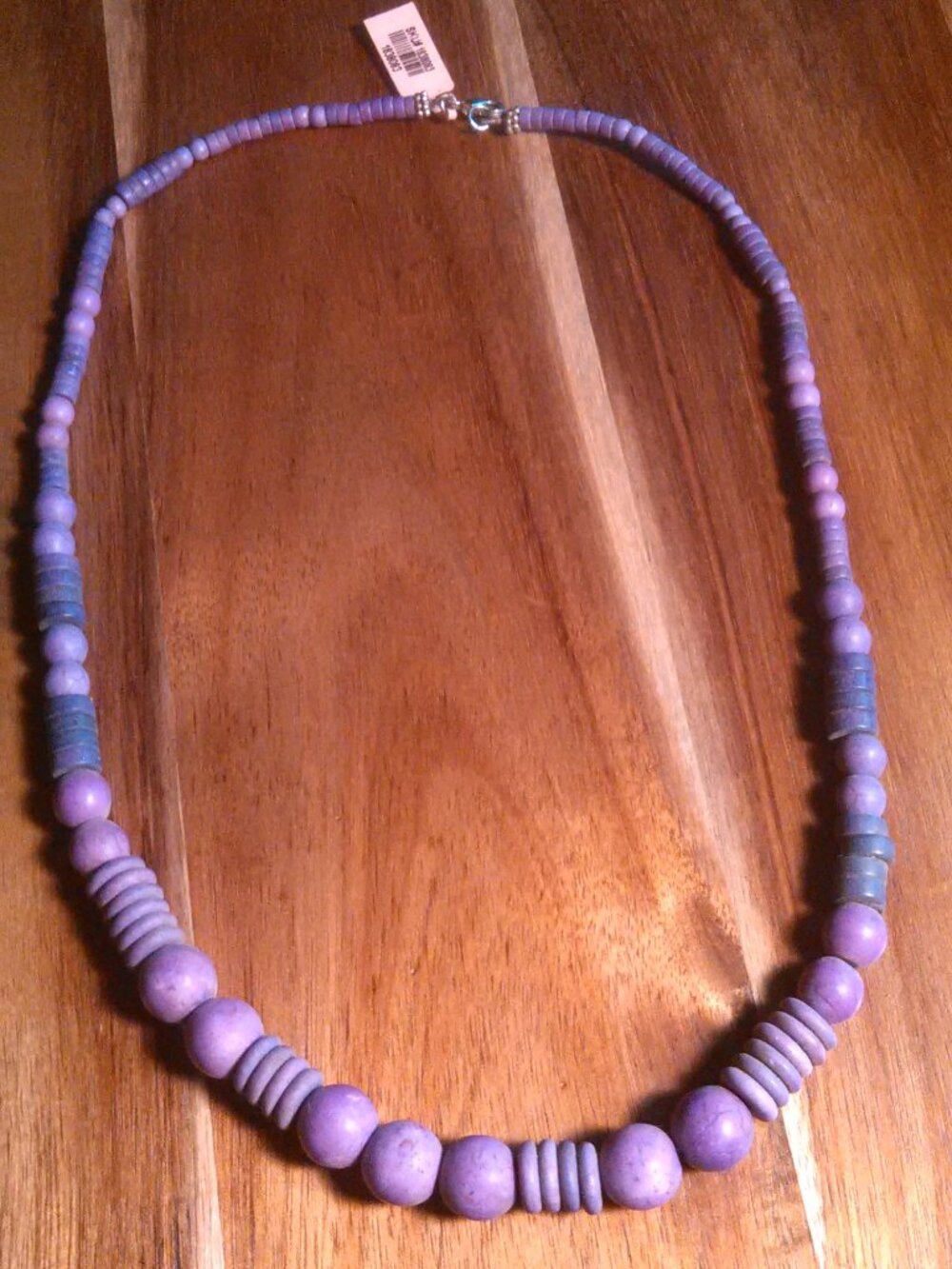 Purple Howlite Beaded Stainless Steel Necklace (22 Inch)